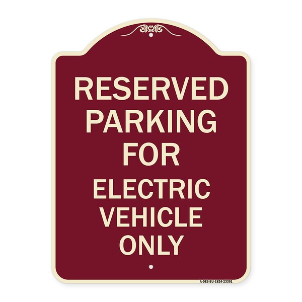 Parking Reserved for Electric Vehicle Heavy-Gauge Aluminum Sign, 24" x 18", BU-1824-23391